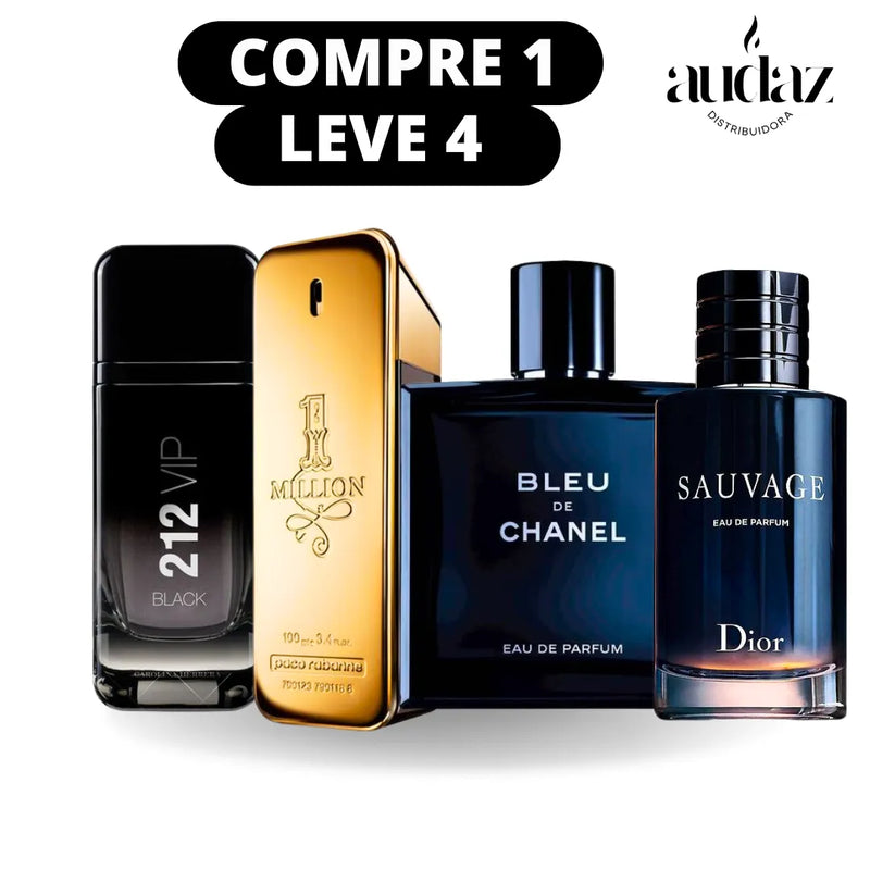 COMPRE 1 LEVE 4- 1 Million | Invictus | 212 VIP | Bleu de Chanel- QUEIMA DE ESTOQUE🔥-(100ml cada um)