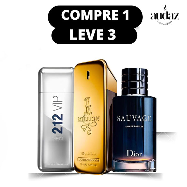 PROMOÇÃO COMPRE 1 LEVE 3- 212 Men, One Million e Sauvage dior - QUEIMA DE ESTOQUE🔥 - 100ml  cada