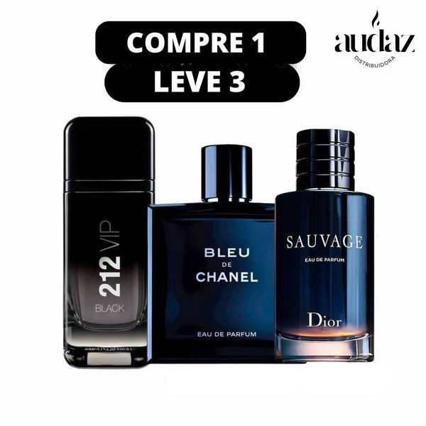 PROMOÇÃO COMPRE 1 LEVE 3- 212 Black, Bleu de Chanel e Sauvage Dior - QUEIMA DE ESTOQUE🔥 - 100ml  cada