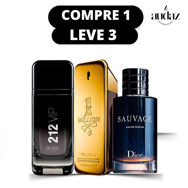 PROMOÇÃO COMPRE 1 LEVE 3 - 212 Black+ 1 Million + Sauvage Dior- (100ml) Cada - Últimas Unidades🔥